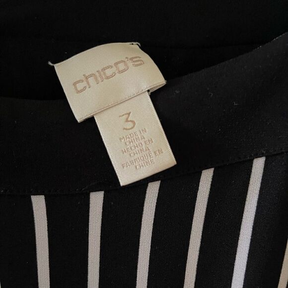 Plus Size Chicos Jumpsuit Black & White vertical stripes relax drop shoulder SZ3 - Picture 7 of 8